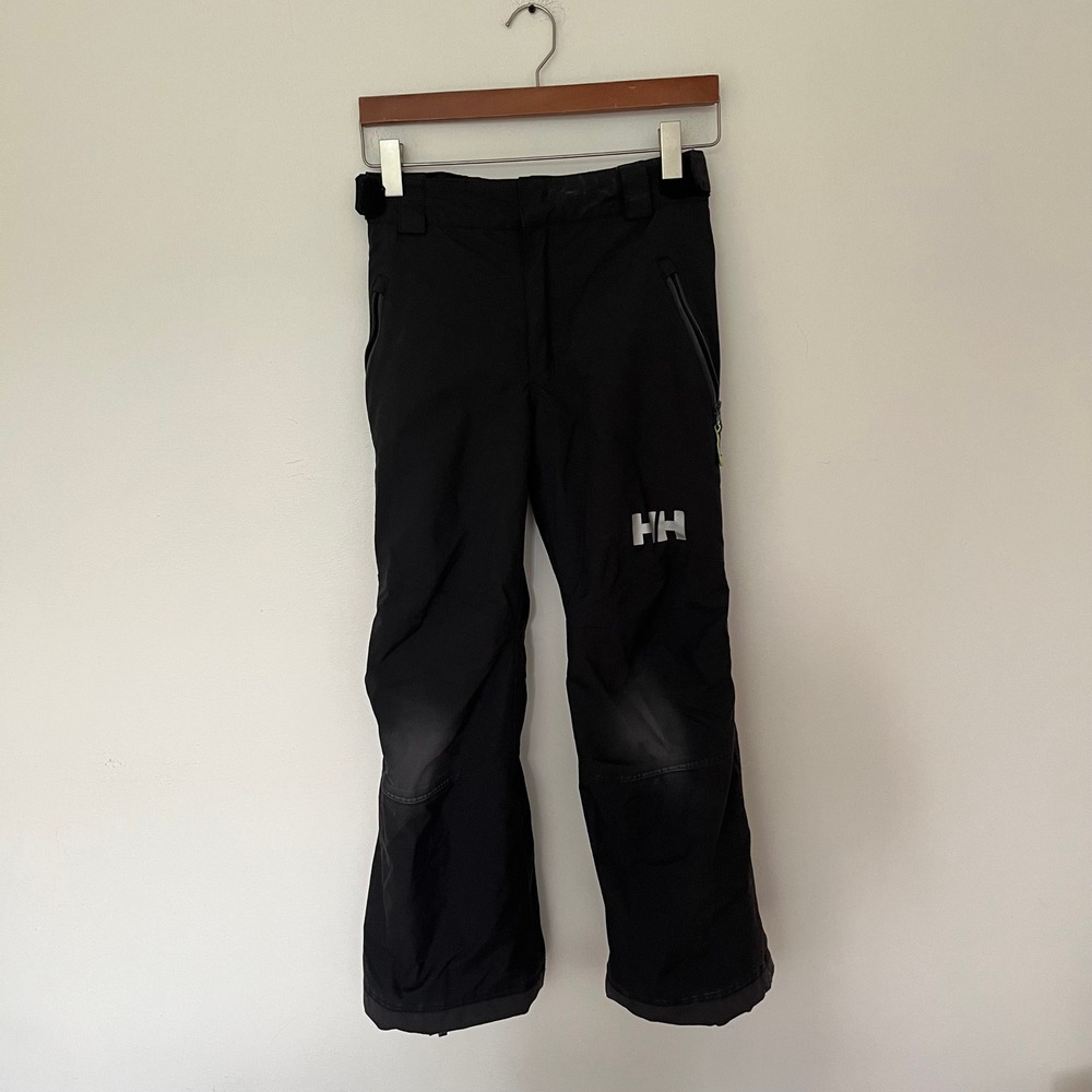 Helly Hansen Mens Black Technical Ski Snow Pants Adjustable Waist Boot Gaiters